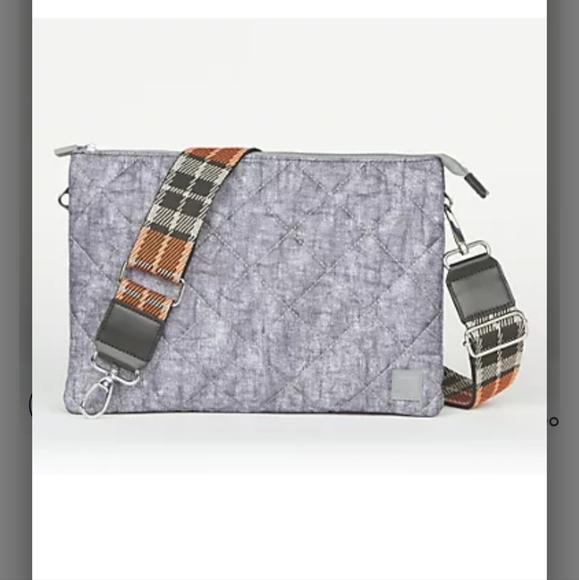 Gray Quilted Crossbody Bag Plaid Guitar Strap IHKWIP brand coated quality - Picture 1 of 7